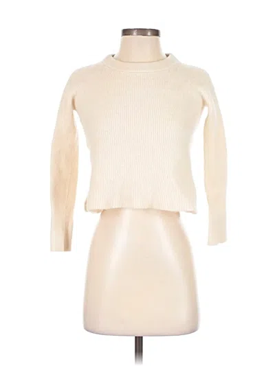 Pre-owned White + Warren Cashmere Pullover Sweater In White