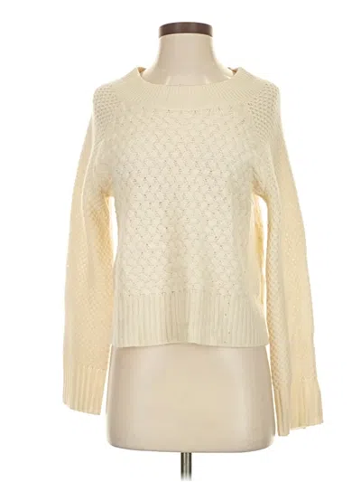 Pre-owned White + Warren Cashmere Pullover Sweater In White