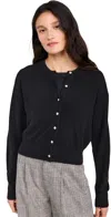 White + Warren Cashmere Rhinestone Button Cardigan Black In Black
