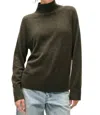 White + Warren Cashmere Rib Trim Standneck Sweater In Thyme Heather In Multi