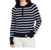 White + Warren Cashmere Ribbed Button Henley Deep Navy/soft White In Multi