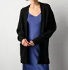 WHITE + WARREN CASHMERE RIBBED PATCH POCKET CARDIGAN IN BLACK