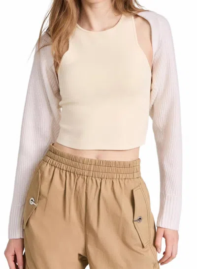 White + Warren Cashmere Ribbed Shrug In White