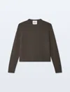 White + Warren Cashmere Ribbed Trim Crewneck Top In Deep Moss In Green
