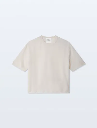 White + Warren Cashmere Roll Trim T-shirt Soft White Sweater