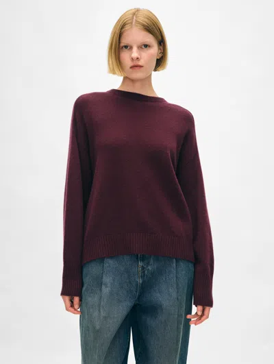 White + Warren Cashmere Saddle Sleeve Crewneck Top In Sangria