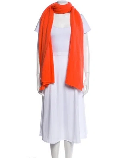 Pre-owned White + Warren Cashmere Scarf In Orange