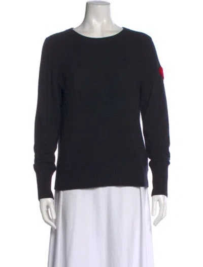 Pre-owned White + Warren Cashmere Scoop Neck Sweater In Black