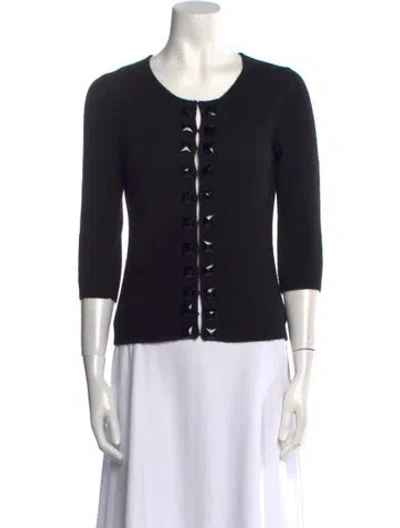 Pre-owned White + Warren Cashmere Scoop Neck Sweater In Black