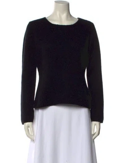 Pre-owned White + Warren Cashmere Scoop Neck Sweater In Black