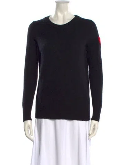 Pre-owned White + Warren Cashmere Scoop Neck Sweater In Black