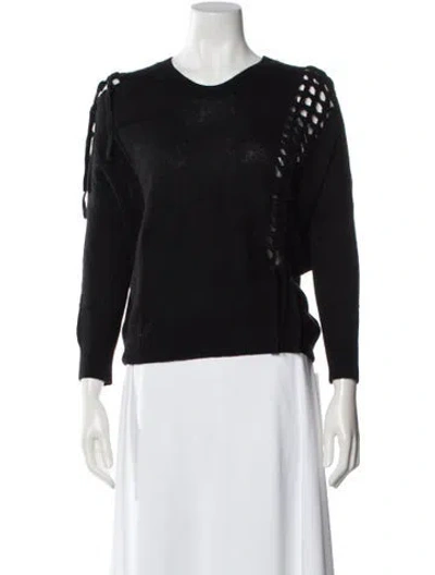 Pre-owned White + Warren Cashmere Scoop Neck Sweater In Black