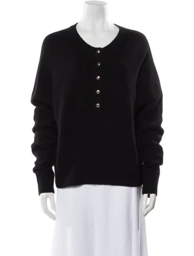 Pre-owned White + Warren Cashmere Scoop Neck Sweater In Black