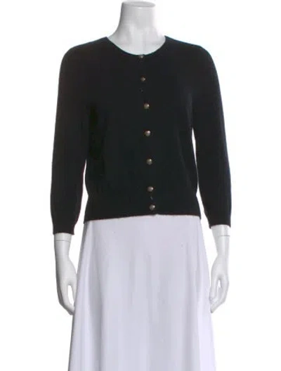Pre-owned White + Warren Cashmere Scoop Neck Sweater In Black