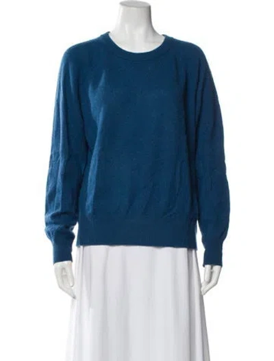 Pre-owned White + Warren Cashmere Scoop Neck Sweater In Blue