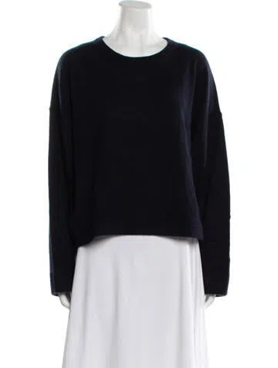Pre-owned White + Warren Cashmere Scoop Neck Sweater In Blue