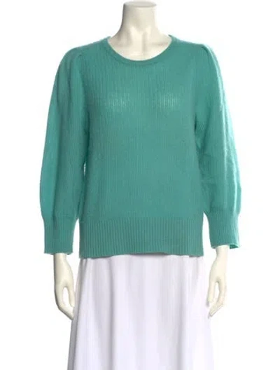 Pre-owned White + Warren Cashmere Scoop Neck Sweater In Blue