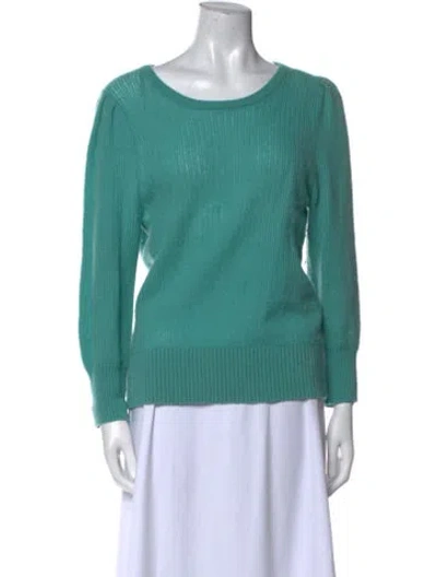 Pre-owned White + Warren Cashmere Scoop Neck Sweater In Blue