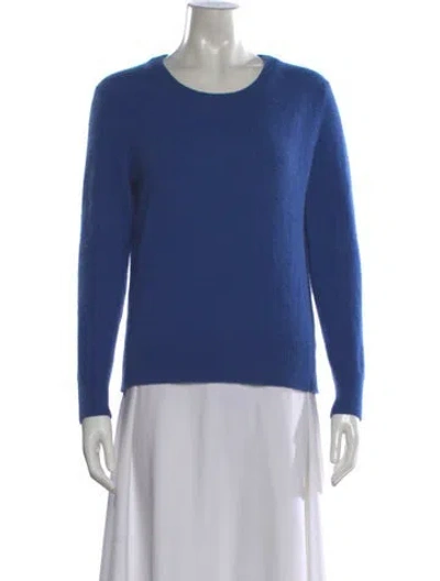 Pre-owned White + Warren Cashmere Scoop Neck Sweater In Blue