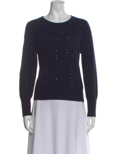 Pre-owned White + Warren Cashmere Scoop Neck Sweater In Blue