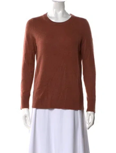 Pre-owned White + Warren Cashmere Scoop Neck Sweater In Brown