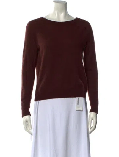 Pre-owned White + Warren Cashmere Scoop Neck Sweater In Brown