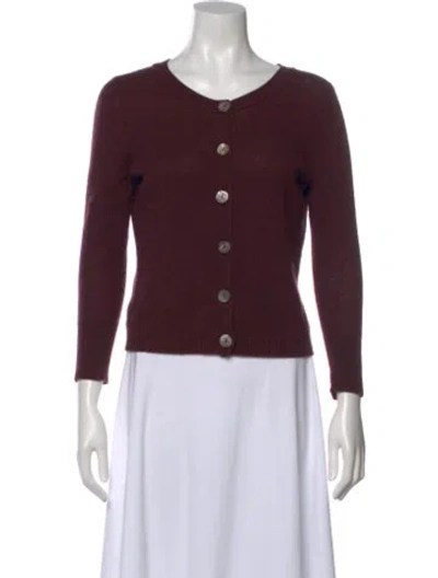 Pre-owned White + Warren Cashmere Scoop Neck Sweater In Burgundy