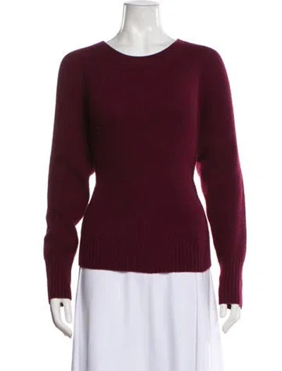 Pre-owned White + Warren Cashmere Scoop Neck Sweater In Burgundy