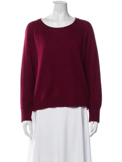 Pre-owned White + Warren Cashmere Scoop Neck Sweater In Burgundy