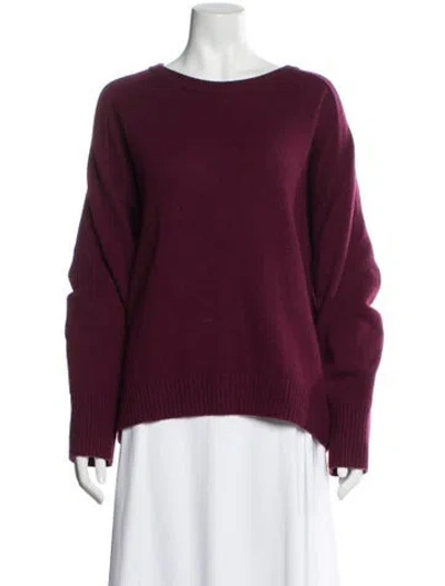 Pre-owned White + Warren Cashmere Scoop Neck Sweater In Burgundy