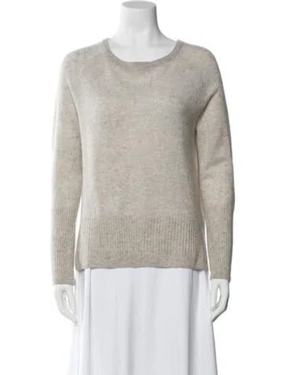 Pre-owned White + Warren Cashmere Scoop Neck Sweater In Gray