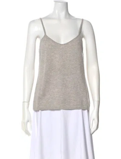 Pre-owned White + Warren Cashmere Scoop Neck Sweater In Gray