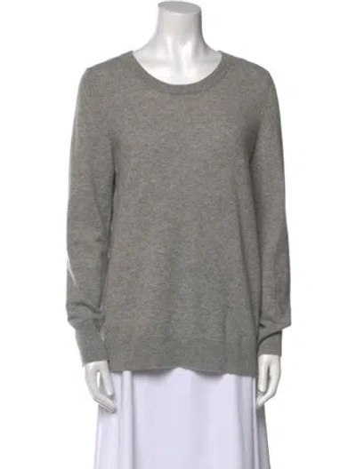 Pre-owned White + Warren Cashmere Scoop Neck Sweater In Gray