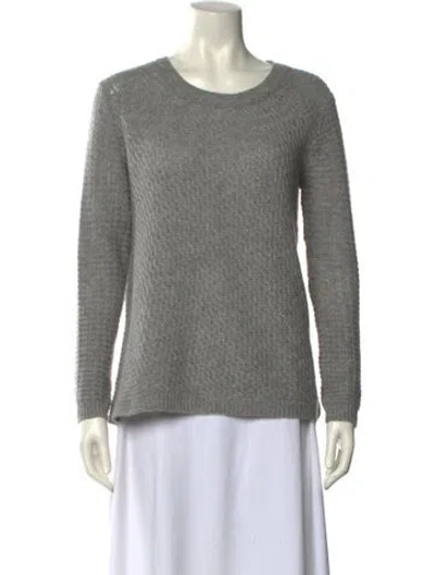 Pre-owned White + Warren Cashmere Scoop Neck Sweater In Gray