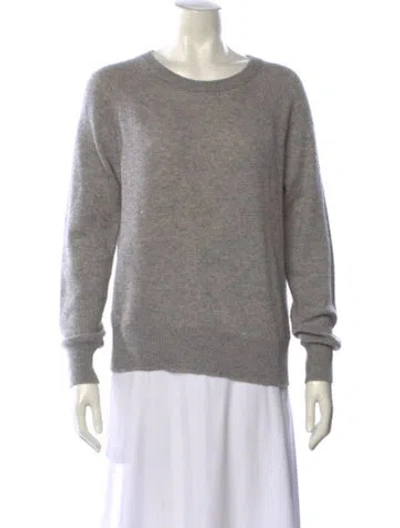 Pre-owned White + Warren Cashmere Scoop Neck Sweater In Gray