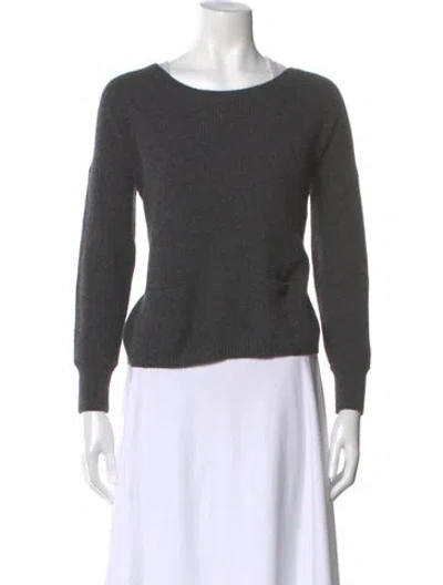 Pre-owned White + Warren Cashmere Scoop Neck Sweater In Gray