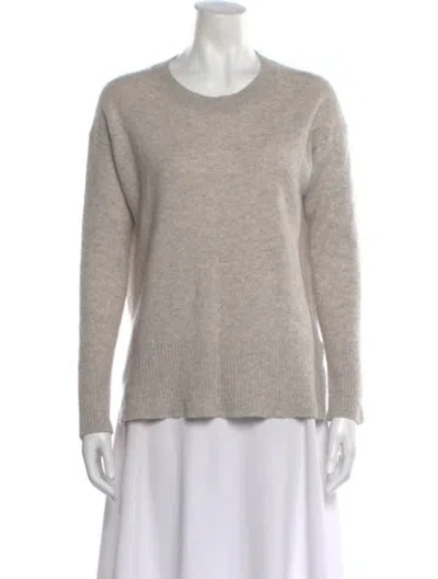 Pre-owned White + Warren Cashmere Scoop Neck Sweater In Gray