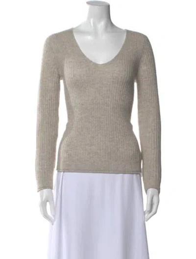 Pre-owned White + Warren Cashmere Scoop Neck Sweater In Gray