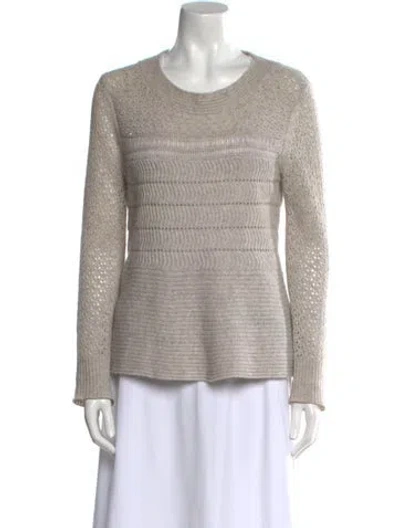Pre-owned White + Warren Cashmere Scoop Neck Sweater In Gray