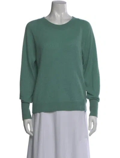 Pre-owned White + Warren Cashmere Scoop Neck Sweater In Green