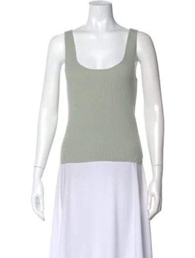 Pre-owned White + Warren Cashmere Scoop Neck Sweater In Green