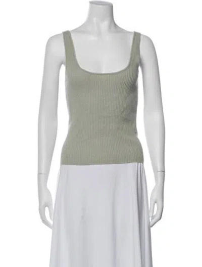 Pre-owned White + Warren Cashmere Scoop Neck Sweater In Green