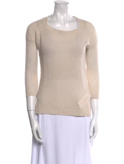 Pre-owned White + Warren Cashmere Scoop Neck Sweater In Neutral