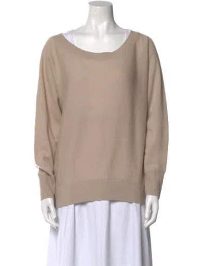 Pre-owned White + Warren Cashmere Scoop Neck Sweater In Neutral