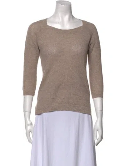 Pre-owned White + Warren Cashmere Scoop Neck Sweater In Neutral
