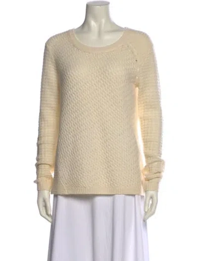 Pre-owned White + Warren Cashmere Scoop Neck Sweater In Neutral