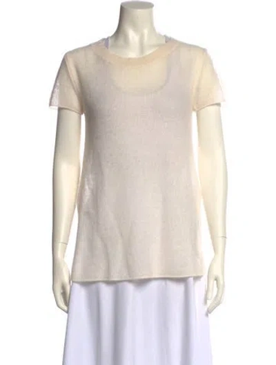 Pre-owned White + Warren Cashmere Scoop Neck Sweater In Neutral