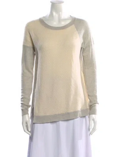 Pre-owned White + Warren Cashmere Scoop Neck Sweater In Neutral