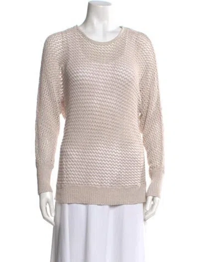 Pre-owned White + Warren Cashmere Scoop Neck Sweater In Neutral