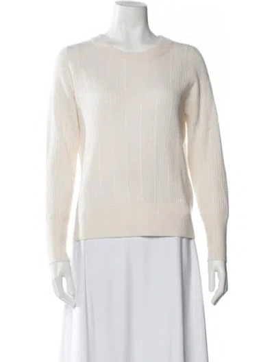 Pre-owned White + Warren Cashmere Scoop Neck Sweater In Neutral